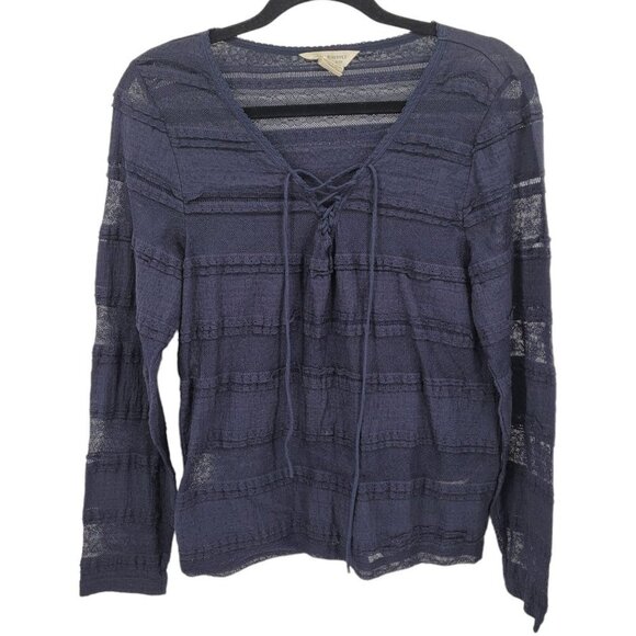 Denim & supply Ralph Lauren Womens XL navy blue blouse semi sheer lace detail - Picture 1 of 10